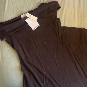 Reformation Chocolate Off-Shoulder Dress